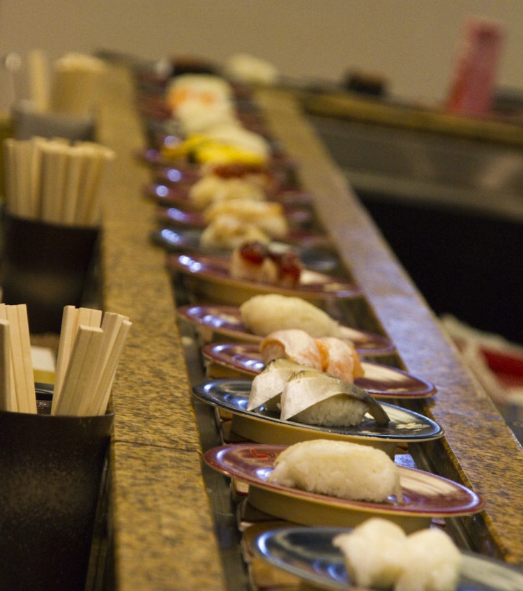 Sushi på löpande band. Japan Januari 2011. Foto: Andreas Bengtsson