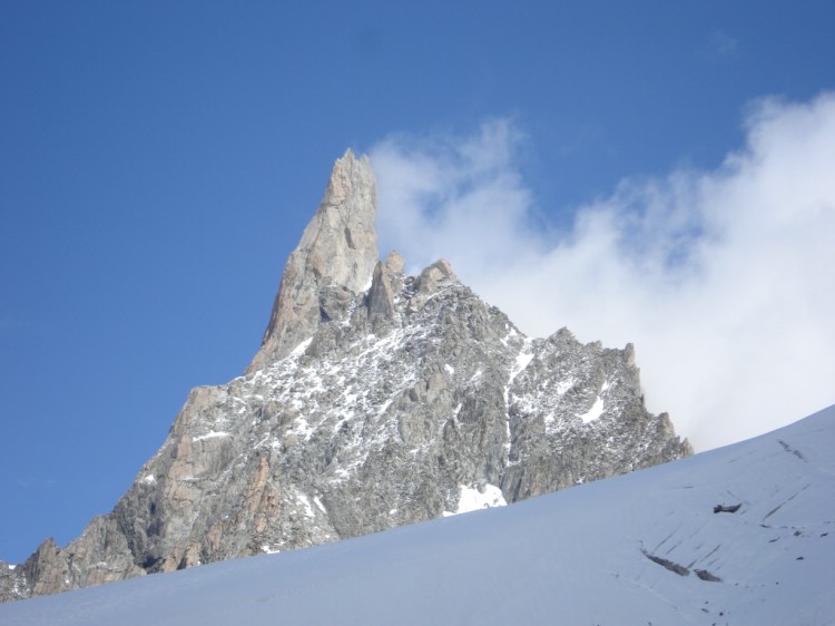Dent du Geant, 4013m och den brantaste toppen över 4000m i alperna.     Foto: Andreas Bengtsson