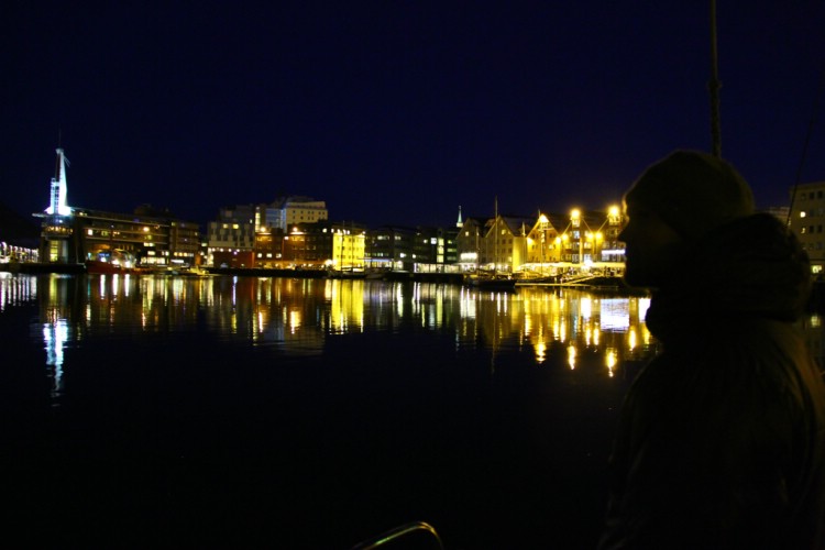 Tromso harbor at night. Photo: Andreas Bengtsson