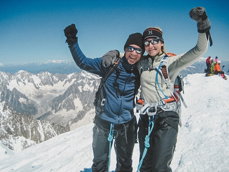 Martin and Charlotte on the summit of Mt Blanc. July 2008. Photo: Andreas Bengtsson