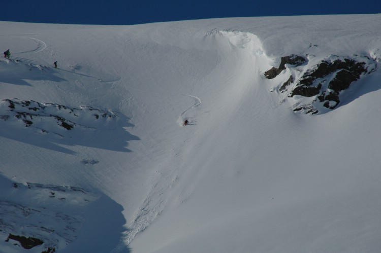 Mountain Guide Carl Lundberg skiing with Freeride Team Finland on 