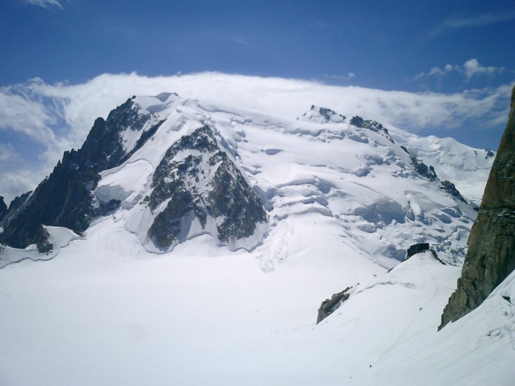 Mont Blanc du Tacul and Mont Blanc, picture taken from Aiguille du Midi.    Photo: Andreas Bengtsson